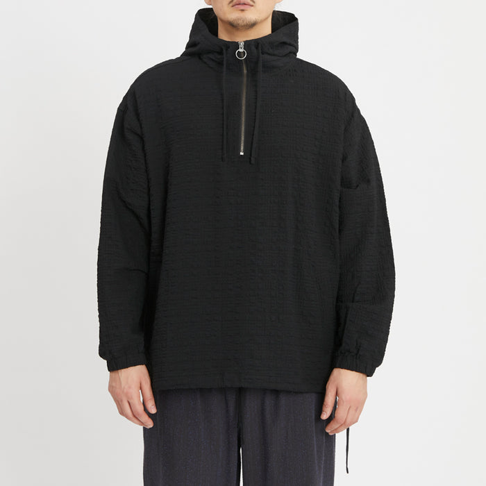 Pod Pullover Jacket - Black Puckered