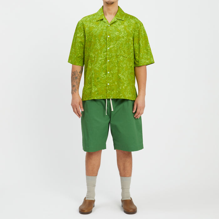 Aloha Shirt - Green Marble Cotton
