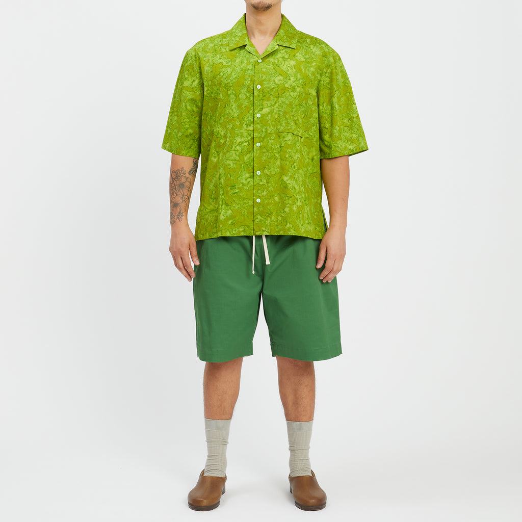 Aloha Shirt - Green Marble Cotton
