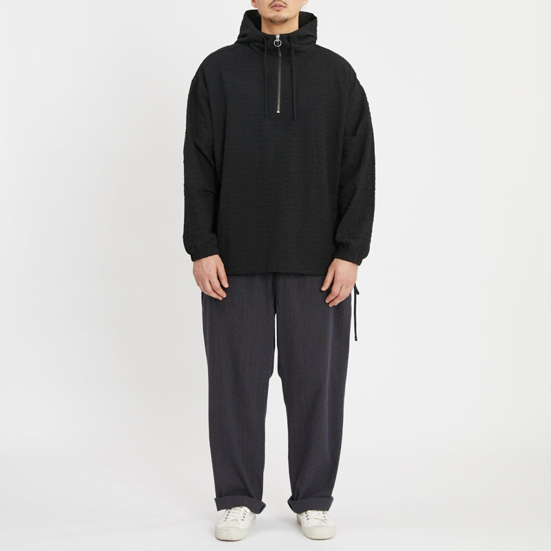 Pod Pullover Jacket - Black Puckered