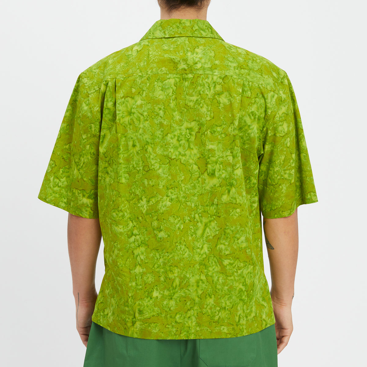 Aloha Shirt - Green Marble Cotton