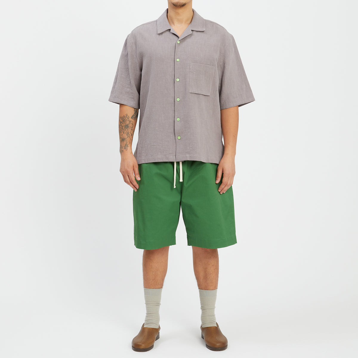Aloha Shirt - Grey Ramie
