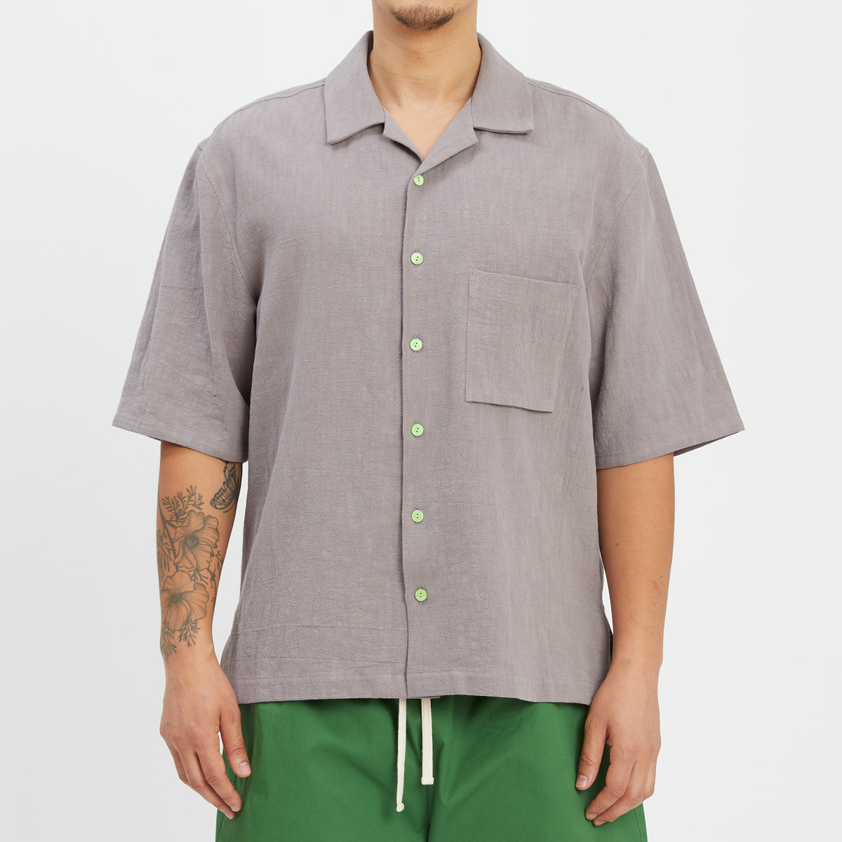 Aloha Shirt - Grey Ramie