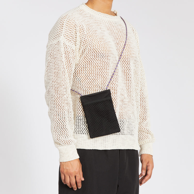 Satchel Necklace - Black Coated Linen/Cotton