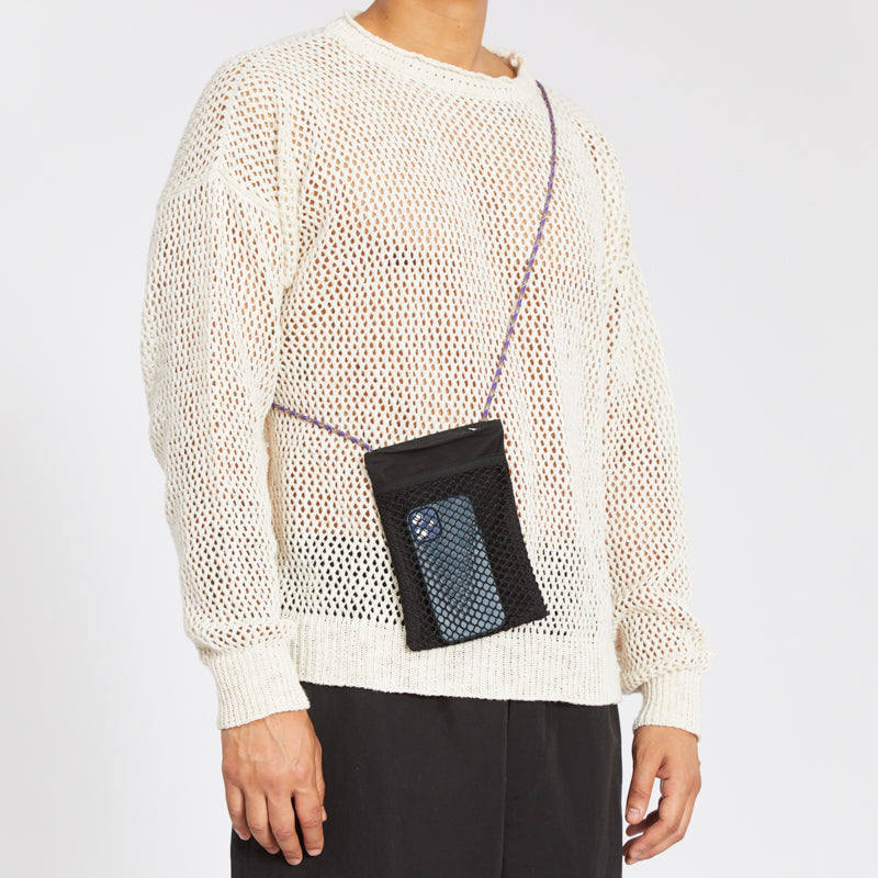 Satchel Necklace - Black Coated Linen/Cotton