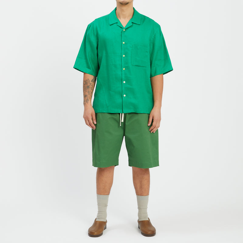 Aloha Shirt - Kelly Green Linen / Rayon