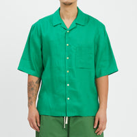 Aloha Shirt - Kelly Green Linen / Rayon