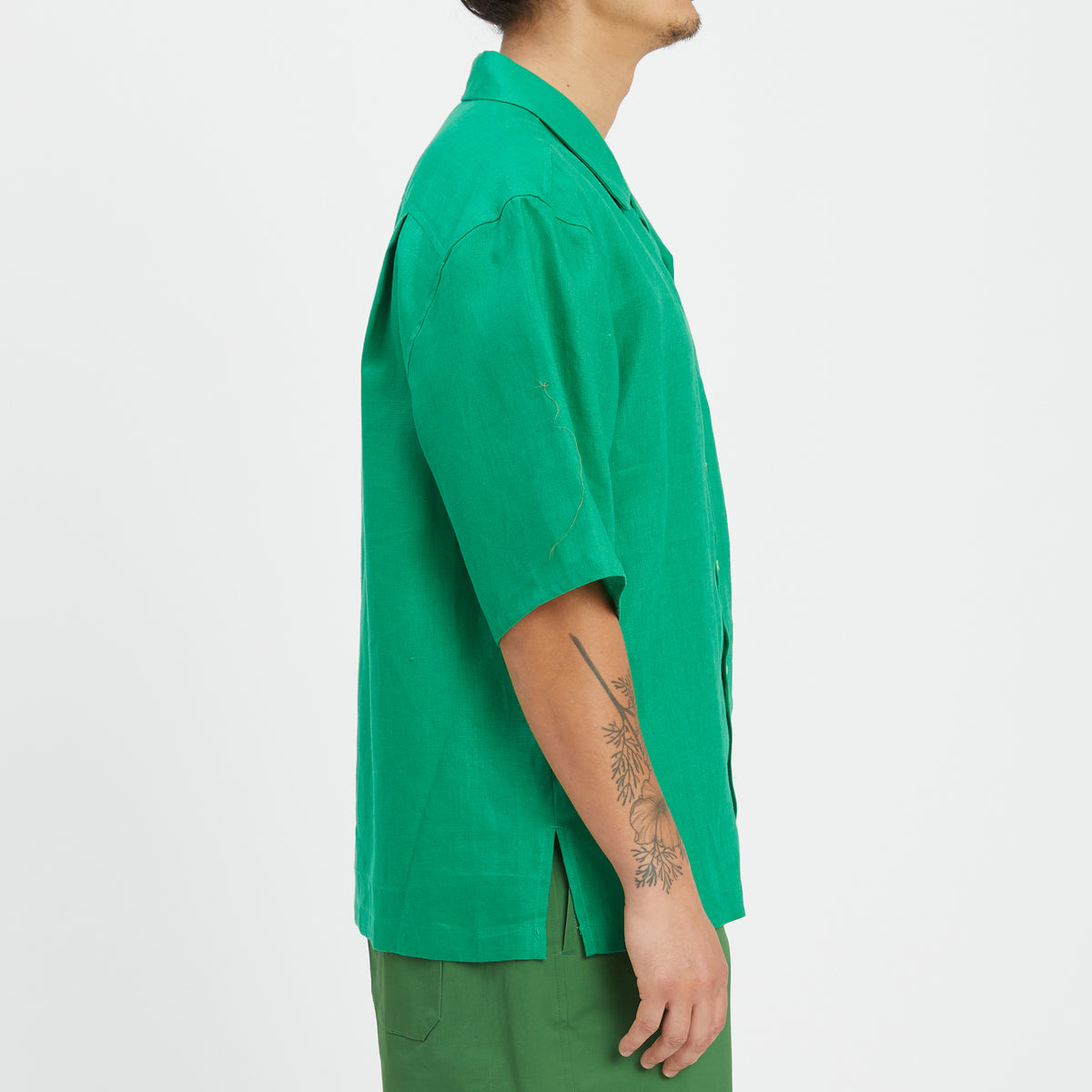 Aloha Shirt - Kelly Green Linen / Rayon