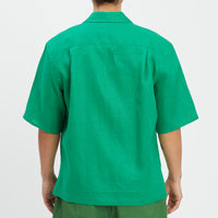 Aloha Shirt - Kelly Green Linen / Rayon