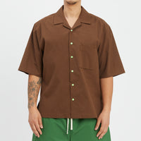 Aloha Shirt - Brown Puckered Cotton