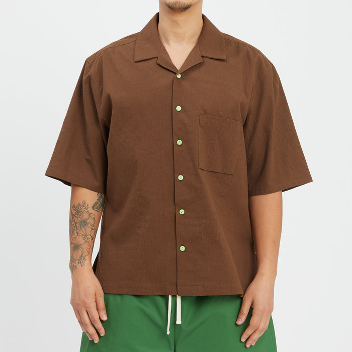 Aloha Shirt - Brown Puckered Cotton