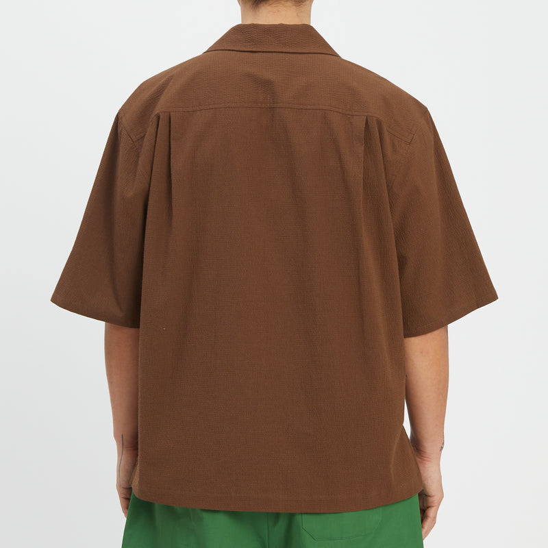Aloha Shirt - Brown Puckered Cotton