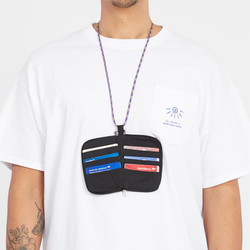 Wallet Necklace - Black Waxed Cotton/Nylon