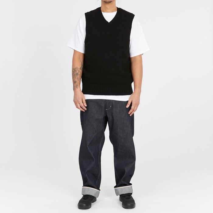 Sweater Vest - Black Cotton