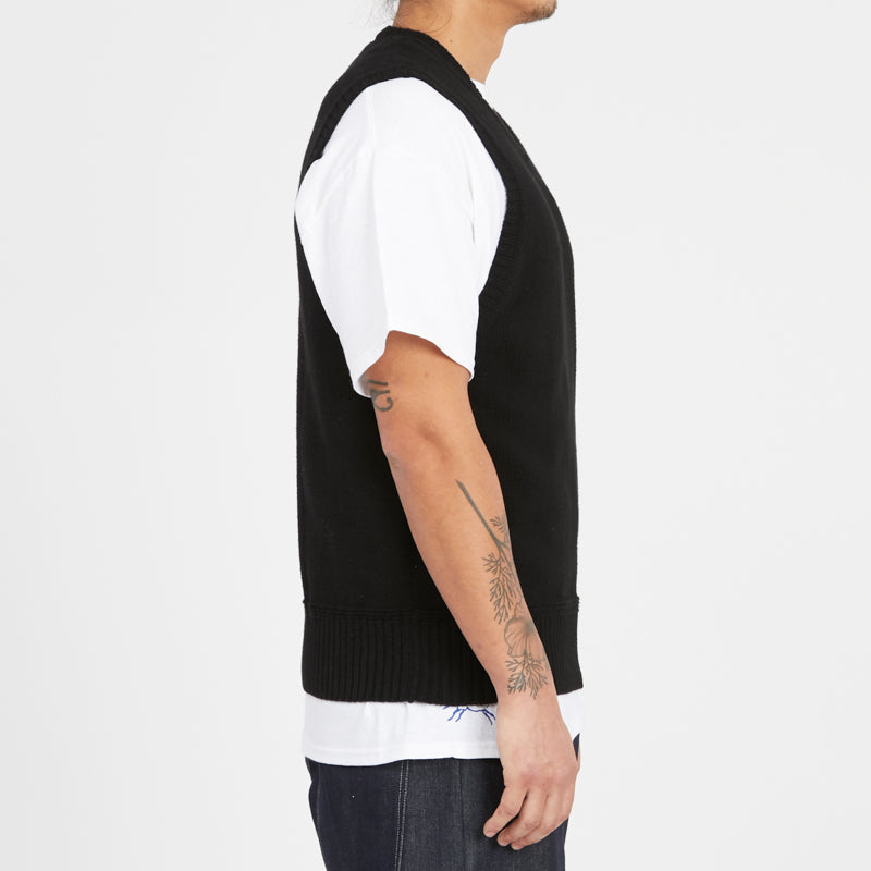 Sweater Vest - Black Cotton