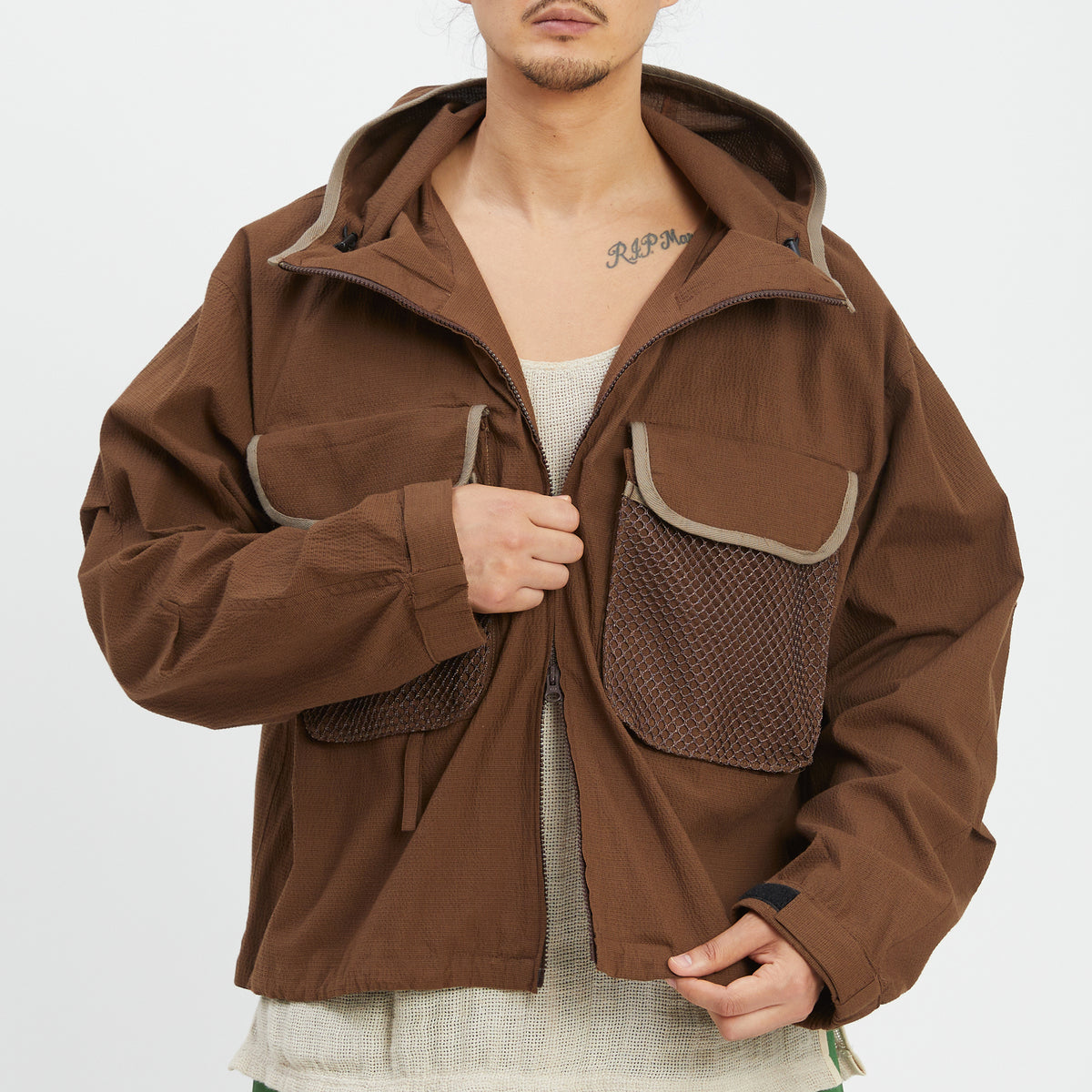 Wading Jacket - Brown Puckered Cotton