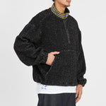 Half Zip Fleece - Black Wool Pile (Natural Speckle)