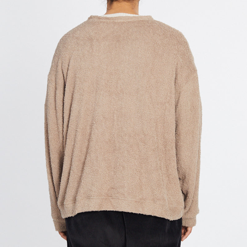 Reversible Pile Crewneck Sweatshirt - Taupe