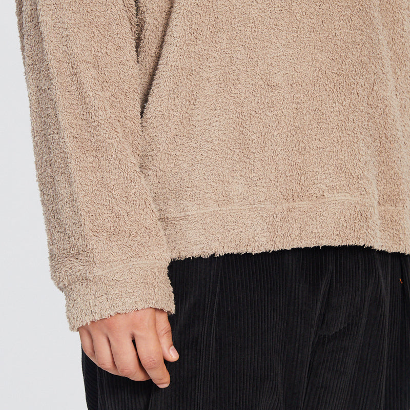 Reversible Pile Crewneck Sweatshirt - Taupe