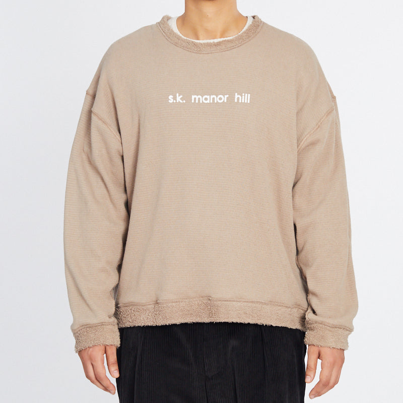 Reversible Pile Crewneck Sweatshirt - Taupe