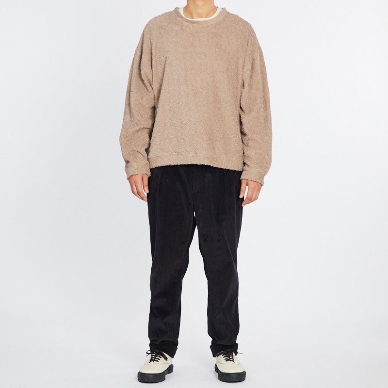 Reversible Pile Crewneck Sweatshirt - Taupe
