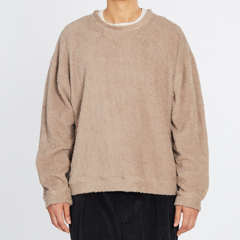 Reversible Pile Crewneck Sweatshirt - Taupe