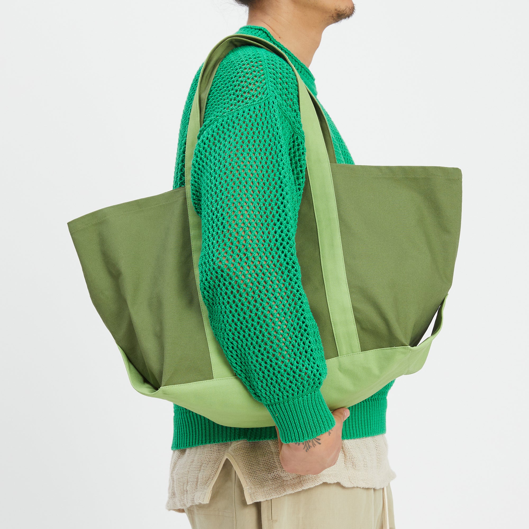 Chanel Natural Beige Logo Organic Cotton Canvas Square Tote Bag V&A Handmade New