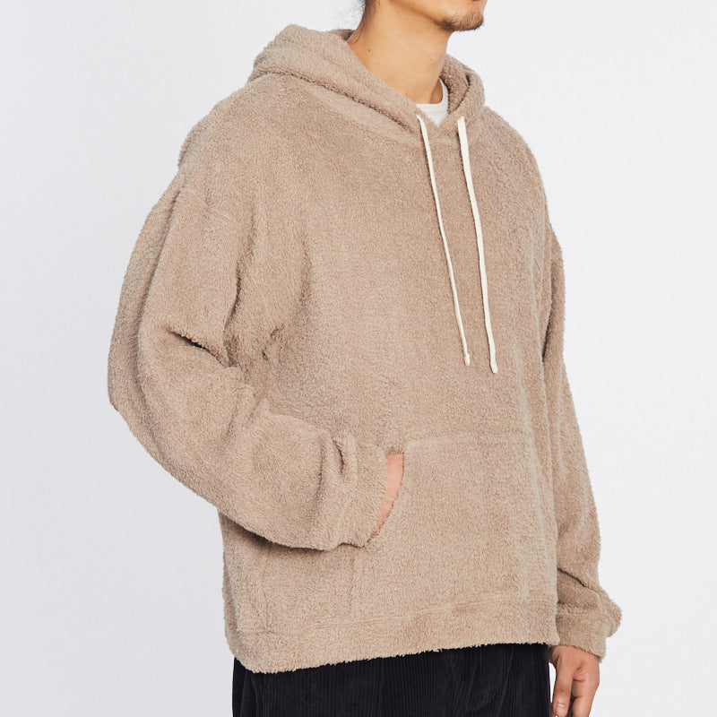 Reversible Pile Hoodie - Taupe