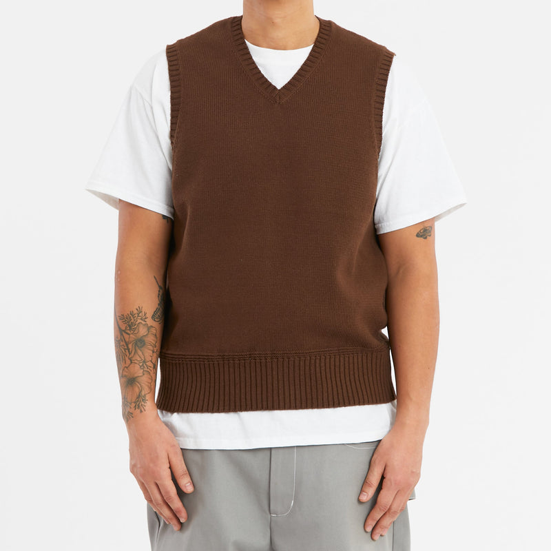 Sweater Vest - Brown Cotton