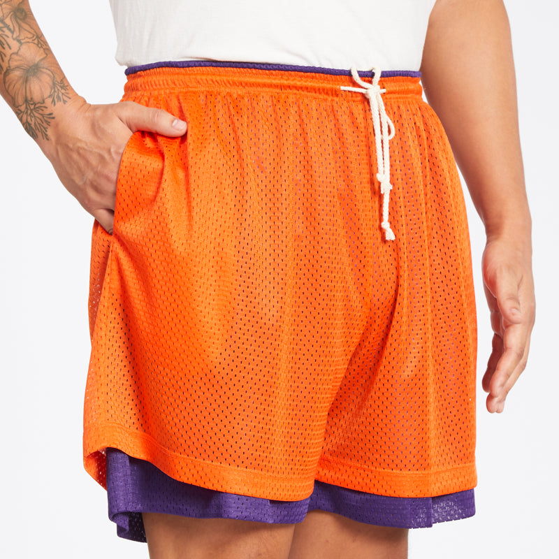 D - Orange Mesh Basketball Short
