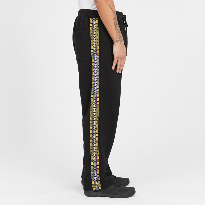 Saunter Pant - Black Cotton Fleece w/ Decorative Trim