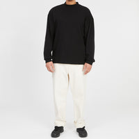 Ribbed Mock Neck Long Sleeve T-Shirt - Black