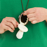 Medium Mushroom Keychain/Necklace – Brown Cotton