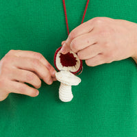 Small Mushroom Keychain/Necklace – Red Cotton