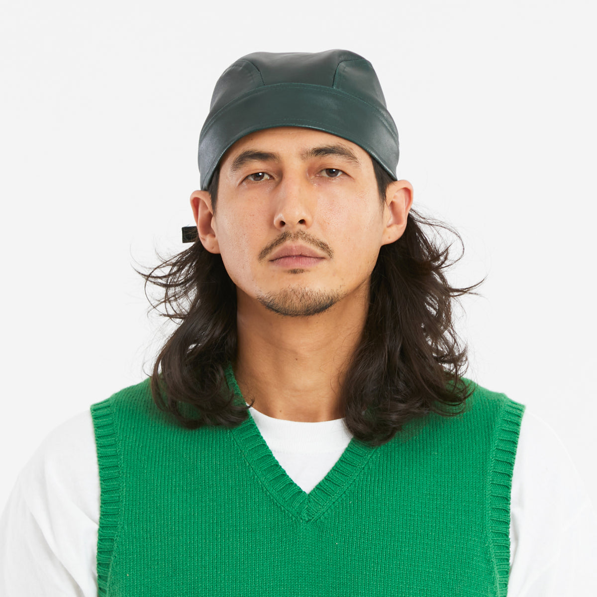 Skull Cap – Dark Green Leather