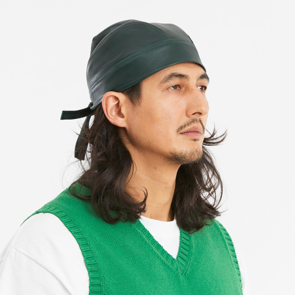 Skull Cap – Dark Green Leather