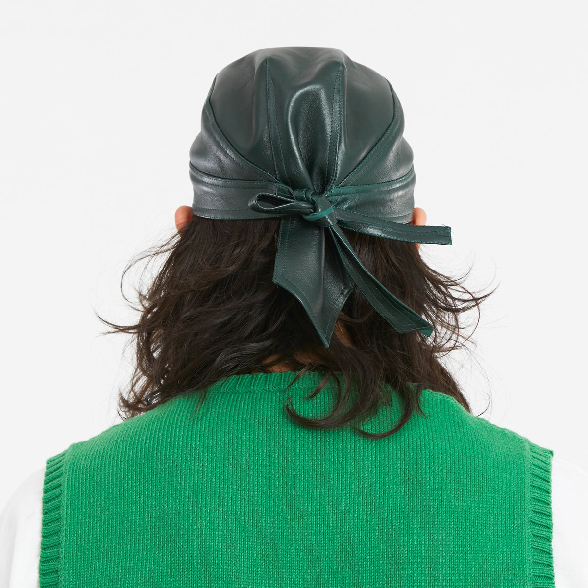 Skull Cap – Dark Green Leather