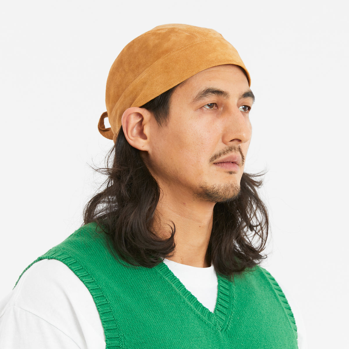 Skull Cap – Tan Suede Leather