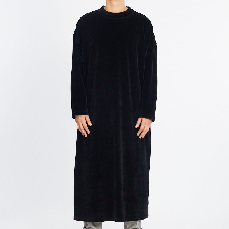 Velour Long Tunic - Black