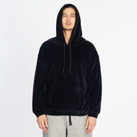 Velour Hoodie - Black w/ Braid