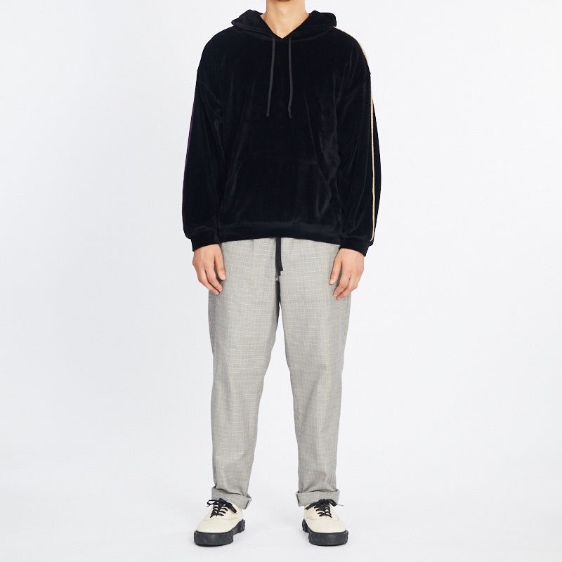 Velour Hoodie - Black w/ Braid