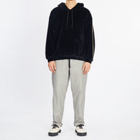 Velour Hoodie - Black w/ Braid