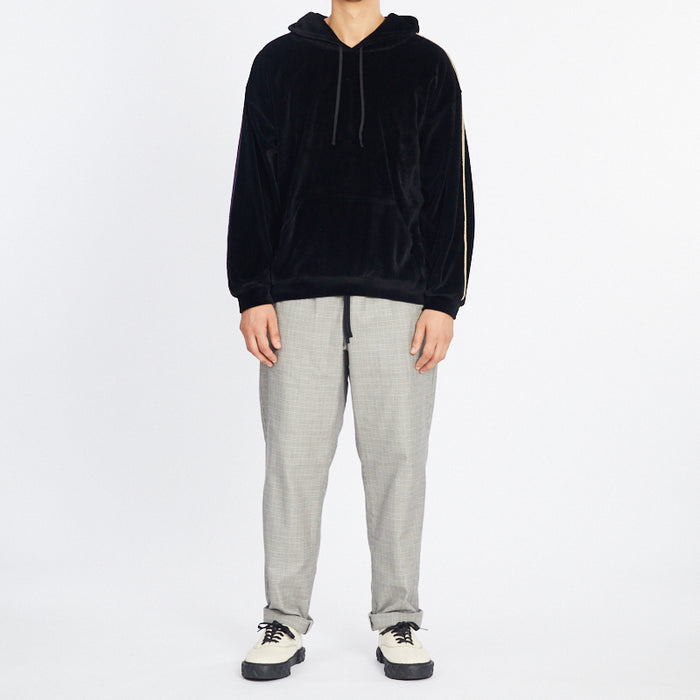 Velour Hoodie - Black w/ Braid