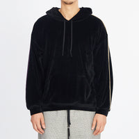 Velour Hoodie - Black w/ Braid