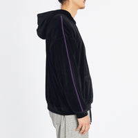 Velour Hoodie - Black w/ Braid