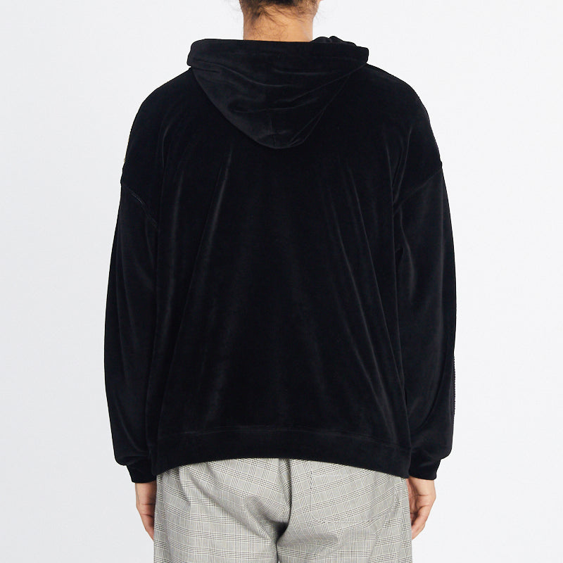 Velour Hoodie - Black w/ Braid