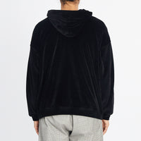 Velour Hoodie - Black w/ Braid