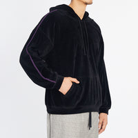 Velour Hoodie - Black w/ Braid