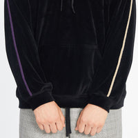 Velour Hoodie - Black w/ Braid