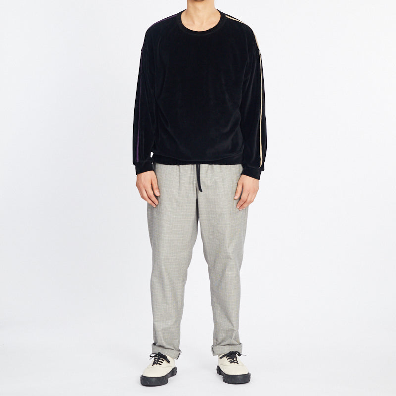 Velour Crewneck Sweatshirt - Black w/ Braid
